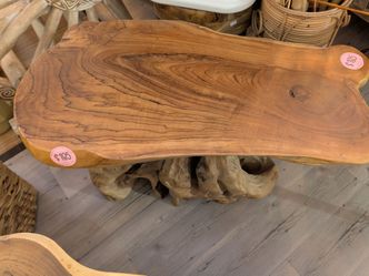 Wooden tree stump table