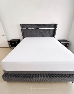GREY VELVET BED ποΈ TALL HEADBOARD β