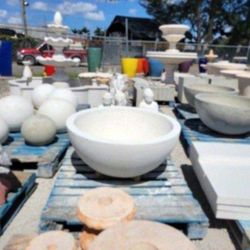 Concrete Large Low Bowl Planter Pot / Cement Backyard Patio Pot Garden Planters