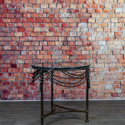 Rope & Tassel Metal Round Table w/ Glass Table Delivery Available 