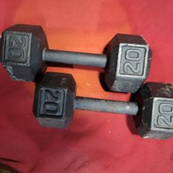 SET OF 20LB.  HEXHEAD DUMBBELLS TOTAL 40LBs 
11525 S HALSTED DUNKIN DONUTS/7111.S WESTERN WALGREENS 
40$  CASH ONLY AS IS 