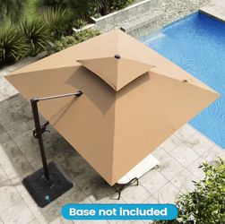 11 ft. x 11 ft. Double Top Cantilever Tilt Patio Umbrella in Tan