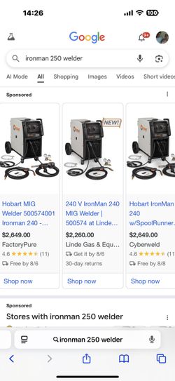 Miller-Hobart Ironman 250 mig welder