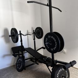 WEIGHT BENCH SET AND DUMBBELLS