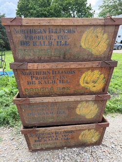 Vintage Northern Illinois Produce Inc. Wooden Banana Boxes