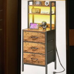 41 inch Tall Nightstand with charging station LED with USB Port & Socket