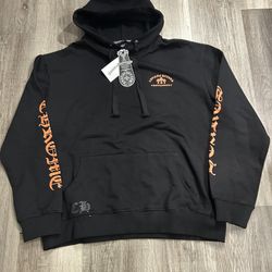 Chrome Hearts Triple Cross Hoodie 'Black/Orange'