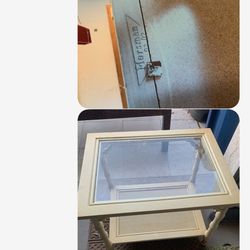 Side Table Pair By Morsman Yellow Glass Tops 22x27x21h