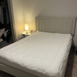 full sized bed frame with mattress and headboard 