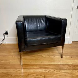 Faux Leather Accent Chair IKEA Eckero Black