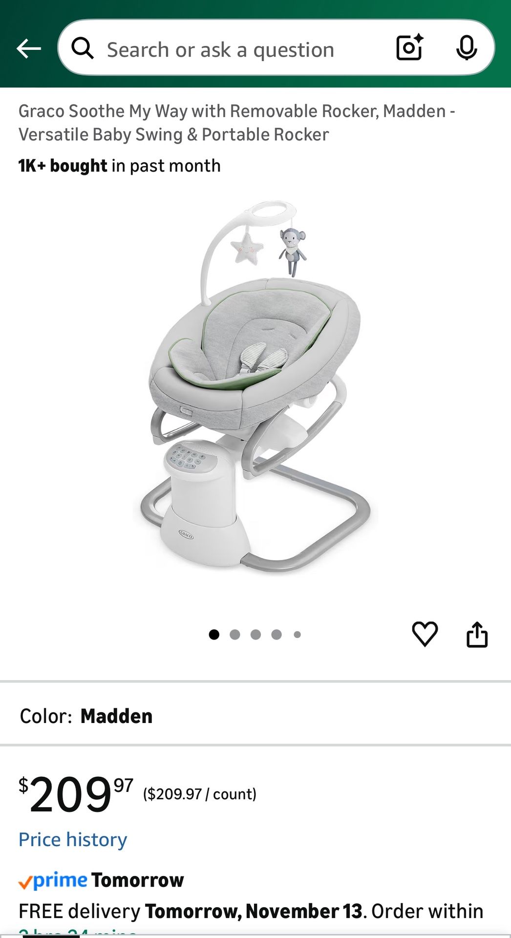 Graco Soothe My Way Rocker Swing - Color Madden