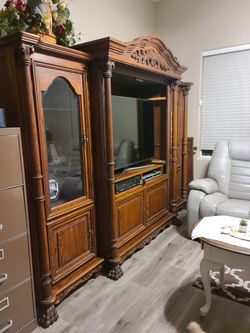 Heavy. Solid Oak Entertainment Center.
