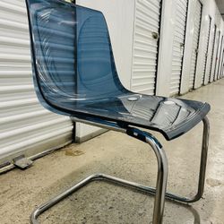 Four clear blue/chrome plated Dining Chairs $200 