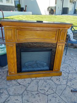 Electric Fireplace with Wood Mantel