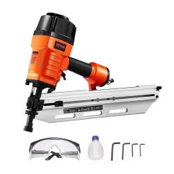 VEVOR Framing Nailer, 80-120PSI Air Nail Gun, 2" to 3-1/2" 21 Degree Full Round Head Pneumatic Framing Nailer with Tool-Less Depth Adjustment & Dual T