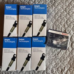 Set of 6 Delphi ignition coils with Bosch spark plugs!