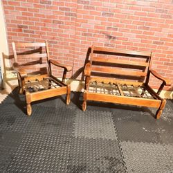 Wood chair and loveseat. Very nice.