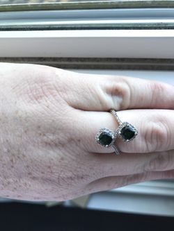 Sterling Silver Chrome Diopside & White Zircon Ring