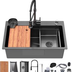 Brand New 26.8” x 17.7” Kitchen Sink, Stainless Steel Drop In Sink