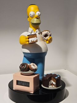Vintage 1998 Homer Simpson  Donut Alarm Clock Works