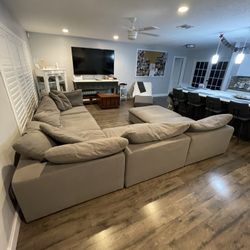 Grey Couch Nixon Light Gray Fabric 5pc Bumper Sectional