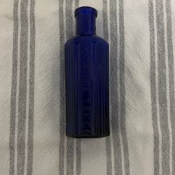 Bottle  Cobalt Blue 4 1:2” Tall POISON BOTTLE Not To Be Taken