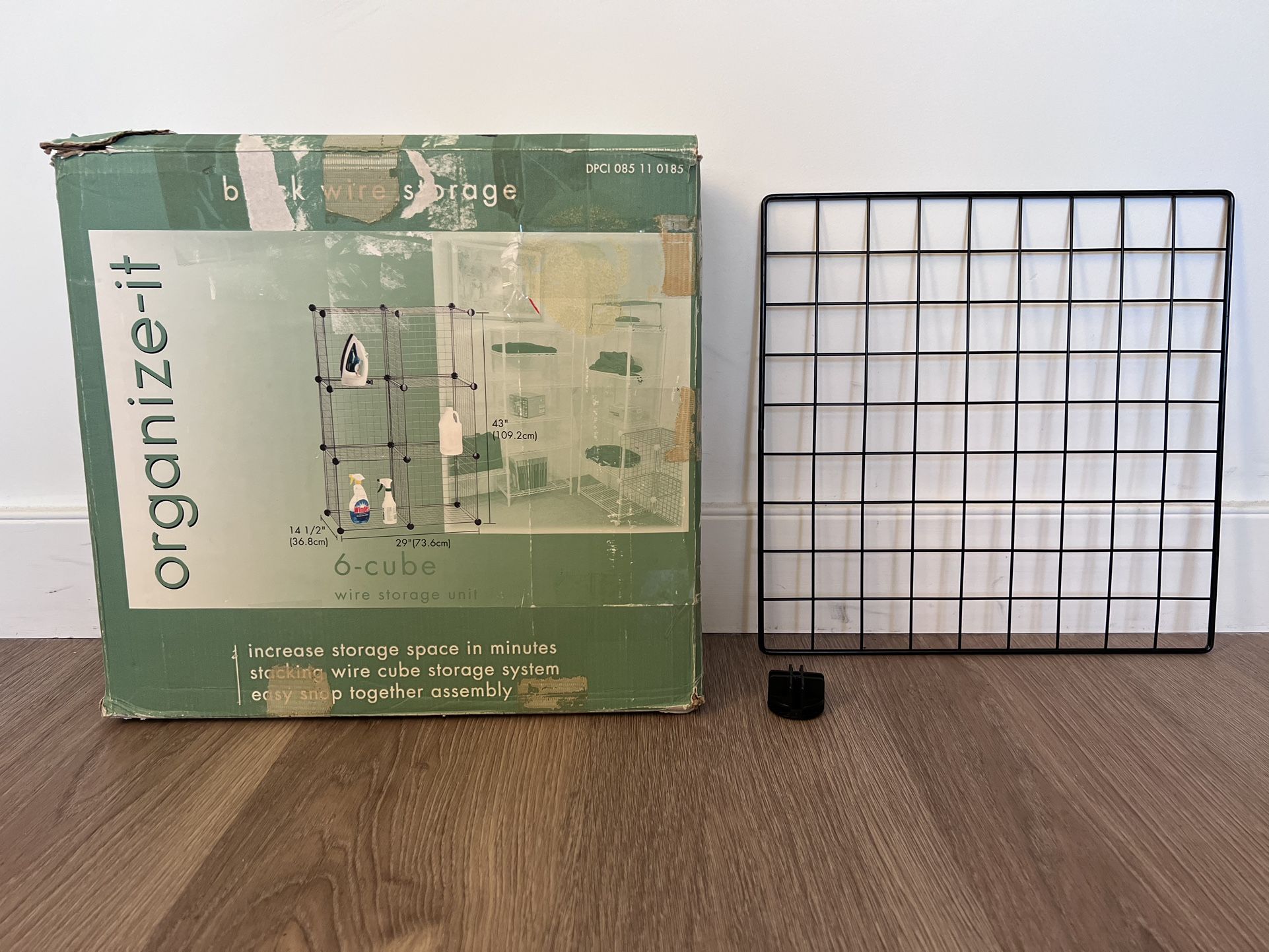Wire grid cube storage shelf modular black, 6 cubes, Organize It Work It