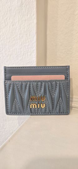 Brand New Miu Miu Matelassé Nappa Powder Blue Leather Wallet