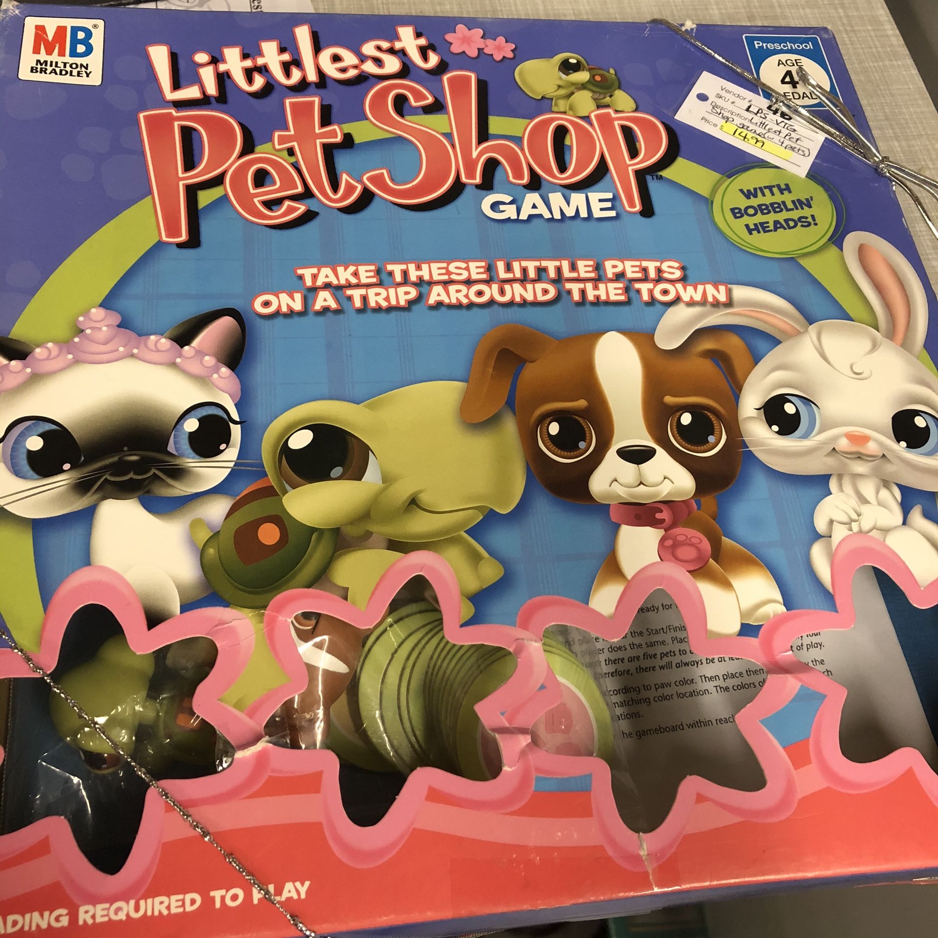 Littlest pet shop game w four pets game board instructions 16 tokens spinner