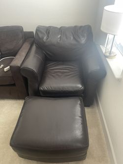 Large Dark Brown Chair With Ottoman
