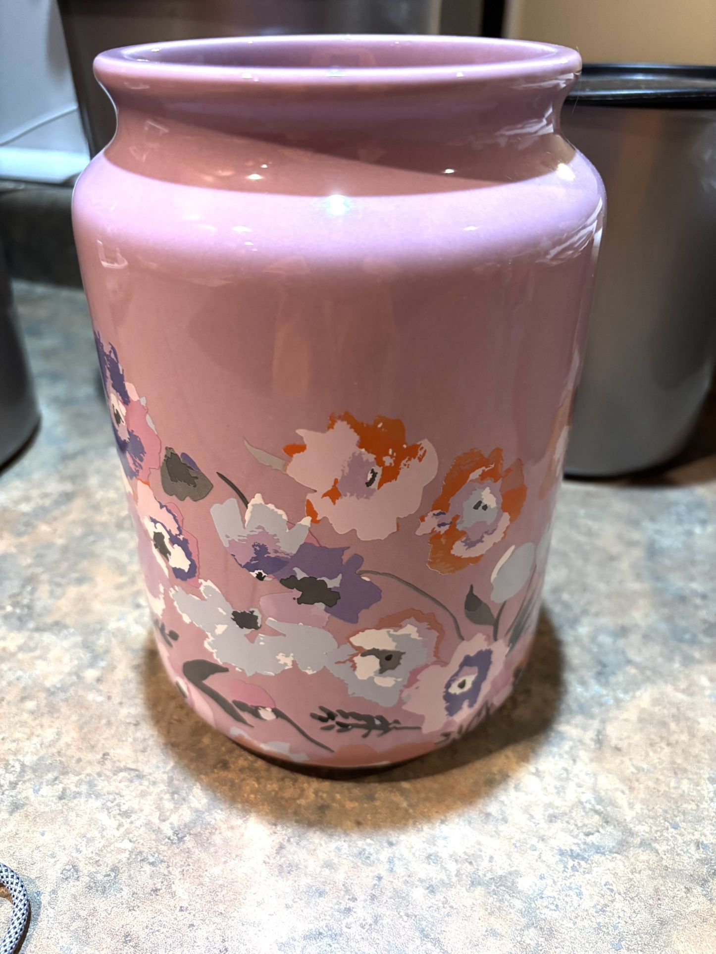 Large Floral Mason Vase.