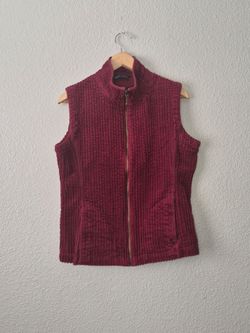 Woolrich Vintage Corduroy Zipper Vest Deep Ruby Red Womens Size: Medium