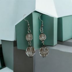 Beaded Sparkle Clear Winter Earrings Handmade Lightweight Winter Style 