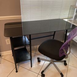 Glass Top Desk & Swivel Office Chair