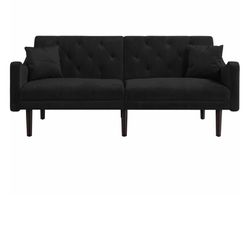 Black Velvet Futon Sofa
