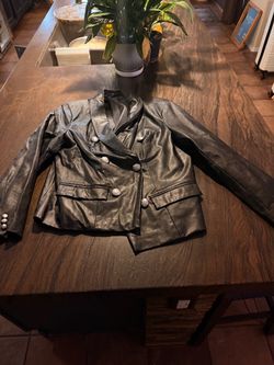 Faux leather black blazer