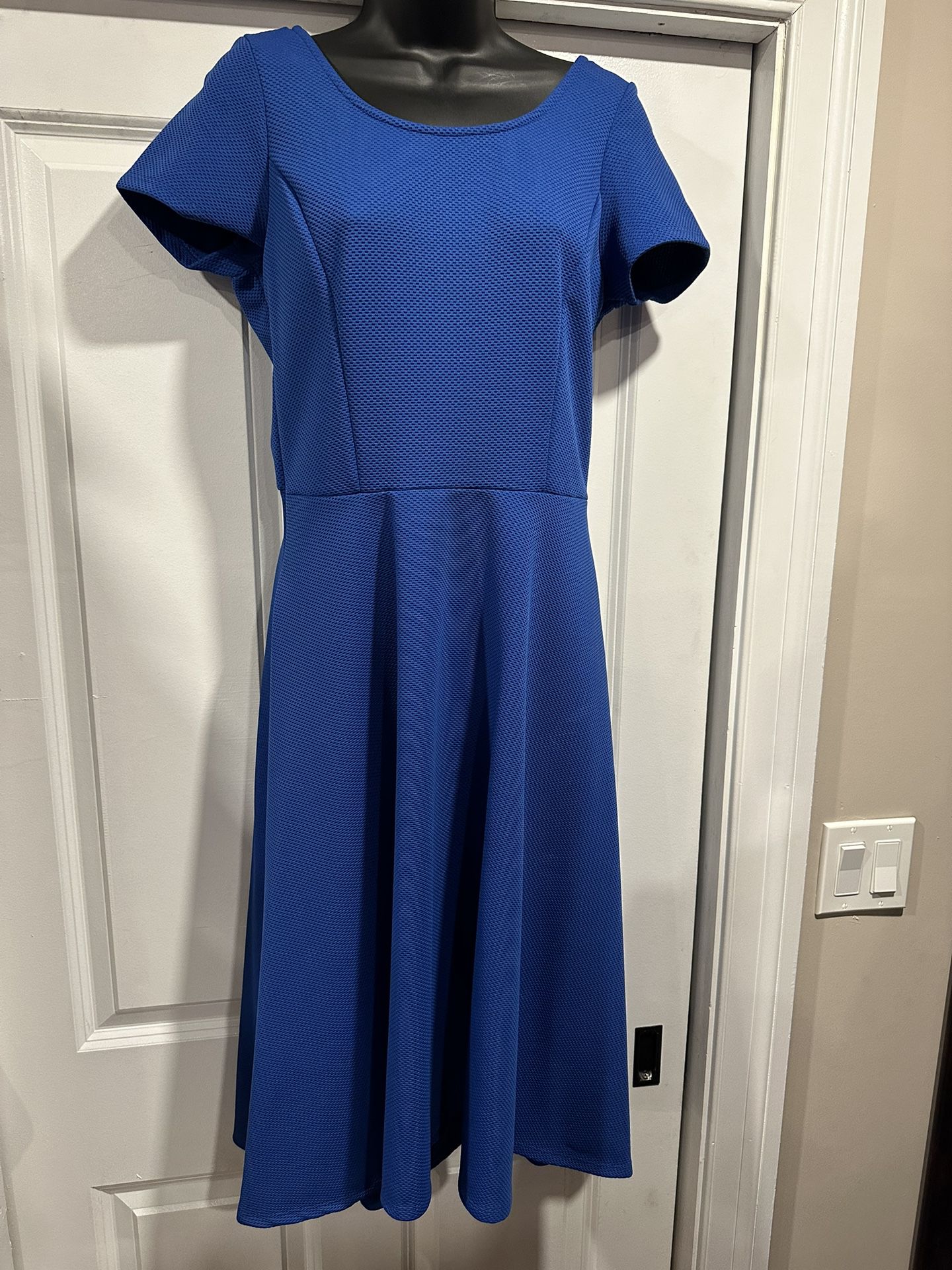 Elegant High-Low Royal Blue Textured Dress