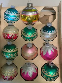 VINTAGE SHINY BRITE GLASS ORNAMENTS