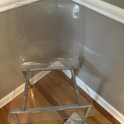CB2 Clear Chairs Nickel Finish Set Of 3
