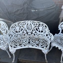 Cast Iron Bench And Chairs