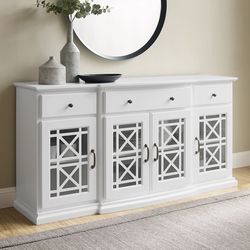 NEW Sideboard, Traditional Fretwork TV Stand, Side Board Media Center - White !