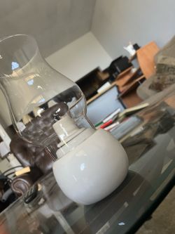 Vintage White Ceramic Hurricane Oil Lamp