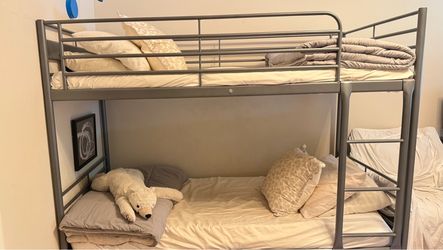 Gray metal bunk bed