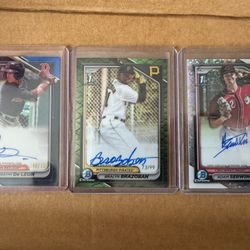 Topps bowman 3 Card autographed Lot Sale