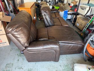 Dark Brown Faux / Leather Power Reclining Sectional Sofa & Chaise Set