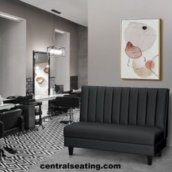 Premium 5' FOOT Upholstered Restaurant Booth Bench | Made in USA | BLACK Vinyl | 42" High X 26"D | 6" Channel Back | Commercial Quality
