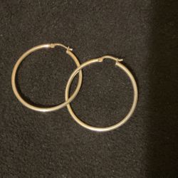 1.5” Gold Over Sterling Silver 925 Hoop Earrings 