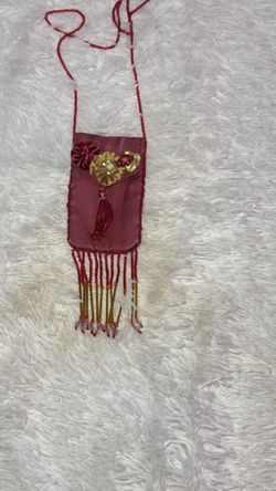 Elegant Red Beaded Crossbody Purse