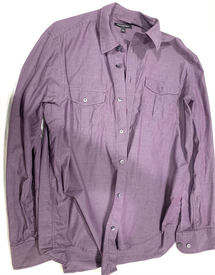 Banana Republic Long Sleeve Button Down Purple Shirt Size Medium