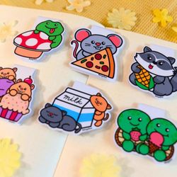 Animal Snack Time Bookmarks (Set of 6) Handmade
